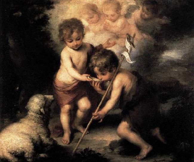 MURILLO, Bartolome Esteban Infant Christ Offering a Drink of Water to St John Germany oil painting art